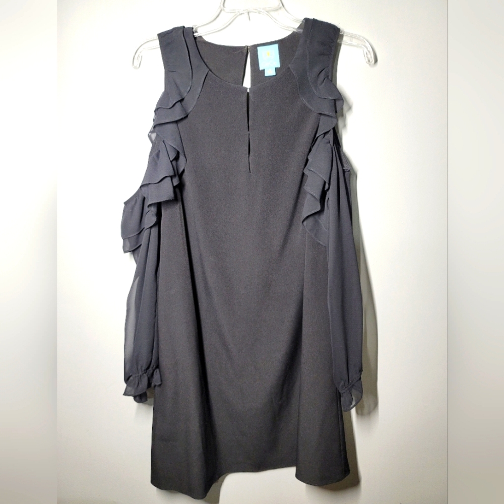 Cece Womens Dress Black Size 10 Long Sheer Sleeve